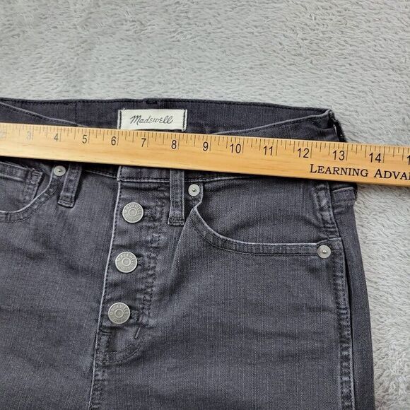 Madewell Jeans Womens 25X28 Black 10" High Rise‎ Skinny Raw Hem Button Fly - Picture 3 of 13